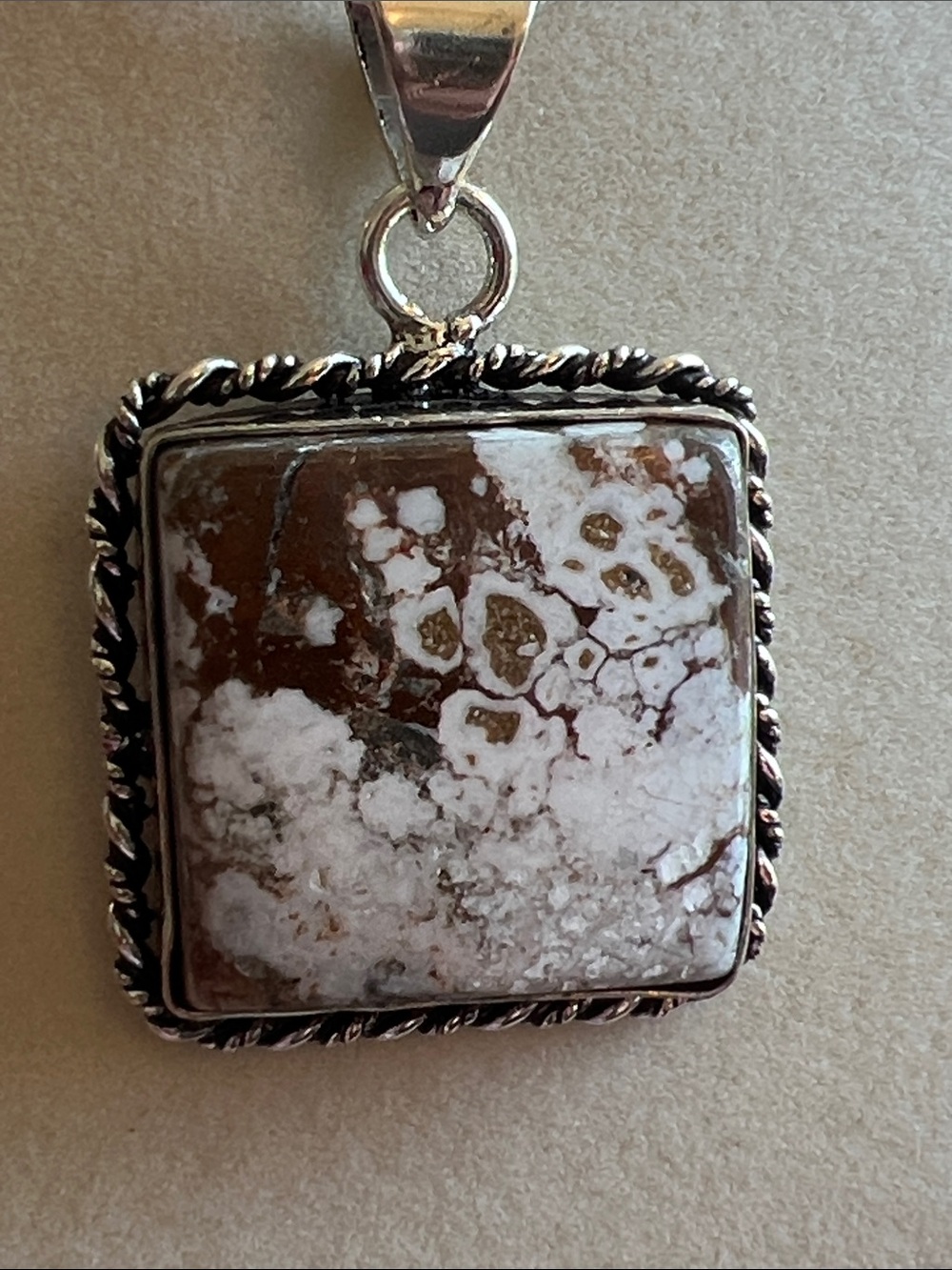 Wild Horse Jasper Square Pendant Necklace